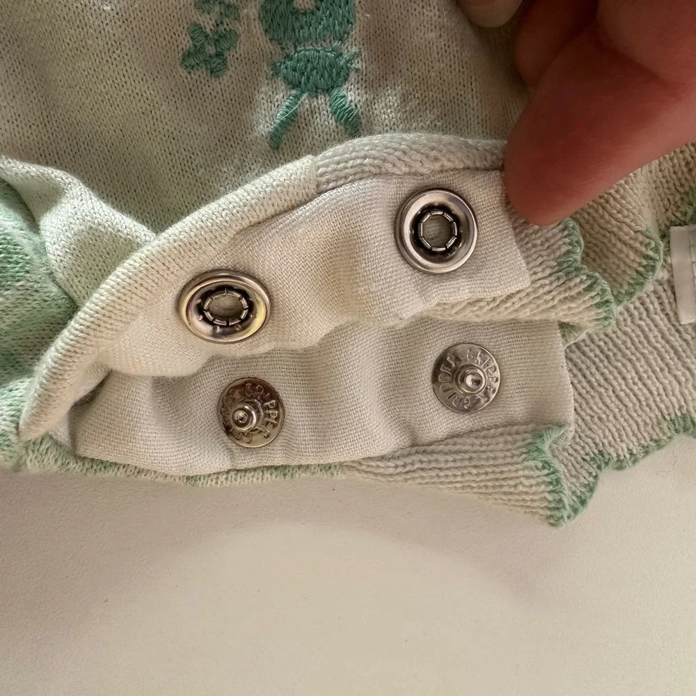 Vintage 70s 80s‎ Healthtex Baby Girl Romper Size 9 Months Diamond Print Bunny